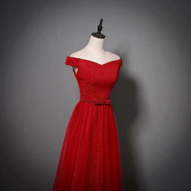 Красные вечерние платья 2020 Новые Большие размеры фатиновые Длинные с маленьким