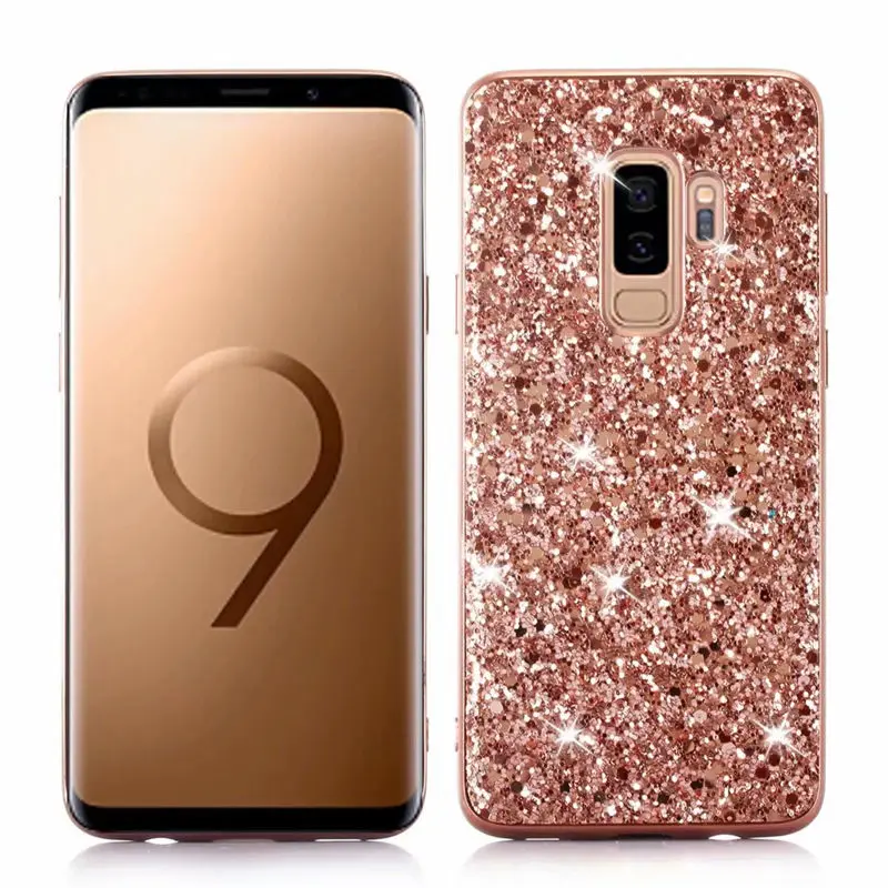 rose gold Для samsung Galaxy S10 S9 S8 Plus S7 Edge чехол силиконовый Блестящий со стразами и пайетками Мягкий ТПУ чехол Fundas для Note 8 9 10 Plus - Цвет: rose gold