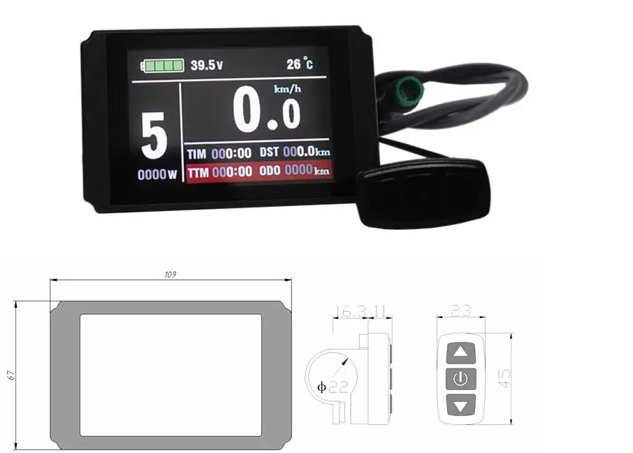 Фото Ebike 60В KT LCD8H цветной матричный дисплей панель управления с 5 контактами