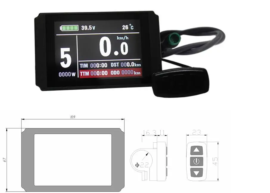 Ebike 60В KT LCD8H цветной матричный дисплей панель управления с 5 контактами