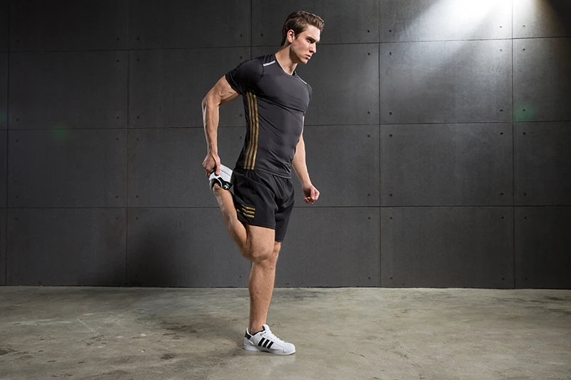 Для мужчин сжатия рубашка летние шорты рукавом Мода Повседневное Колготки для