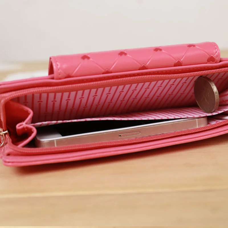 Новинка модные женские кошельки одноцветные с сердечком для девушек клатч