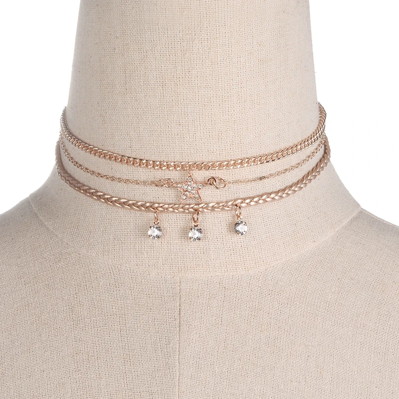 Danze готический ручной работы сплав звезда цепь чокер кристалл кисточка кулоны