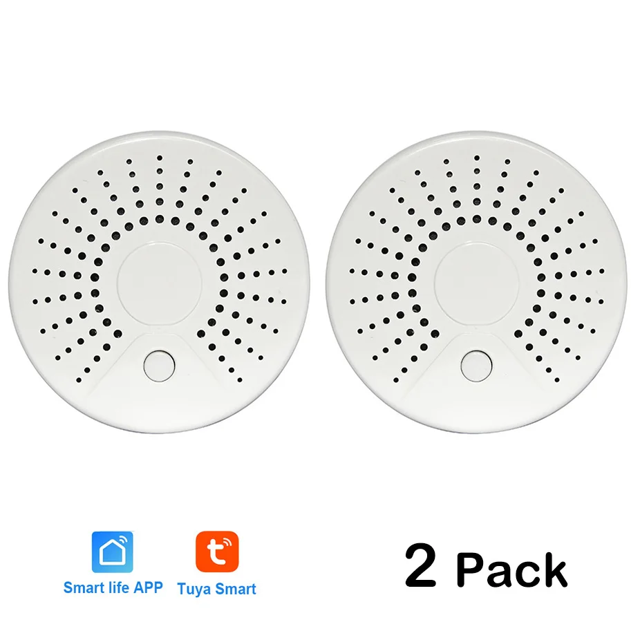 white 2pc Умный Wi-Fi датчик температуры пожарного дыма беспроводной детектор температуры дыма Автоматизация домашняя система охранной сигнализации Smart life - Цвет: white 2pc