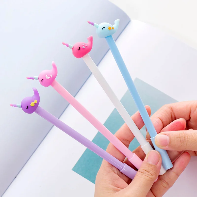 

4pcs Cartoon color Unicorn whale gel pen 0.5mm ballpoint black ink pens Cute gift Stationery Office school supplies A6490