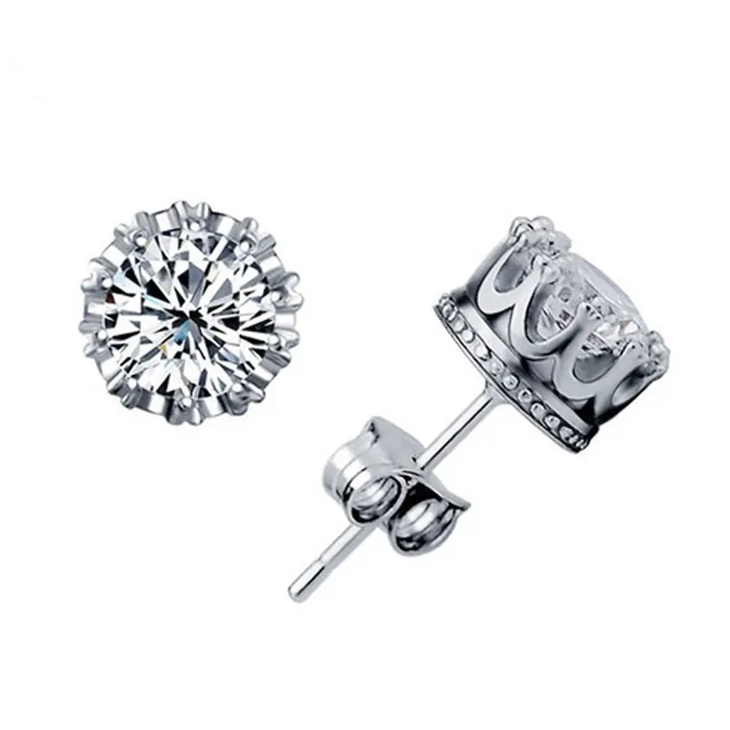 The new Korean fashion S925 sterling silver earrings women jewelry gift package post crown | Украшения и аксессуары