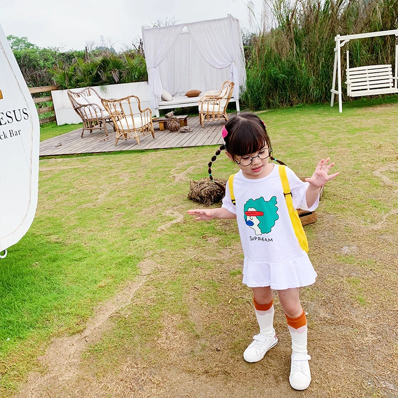 Детская одежда для девочек Новинка лета 2020 детское цельнокроеное платье три