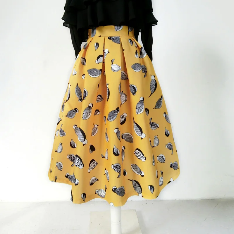 Женская весенне-летняя Модная элегантная юбка-зонт средней длины юбка желтого