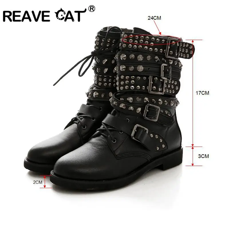 Женские мотоциклетные ботинки REAVE CAT зимние на низком каблуке с закругленным