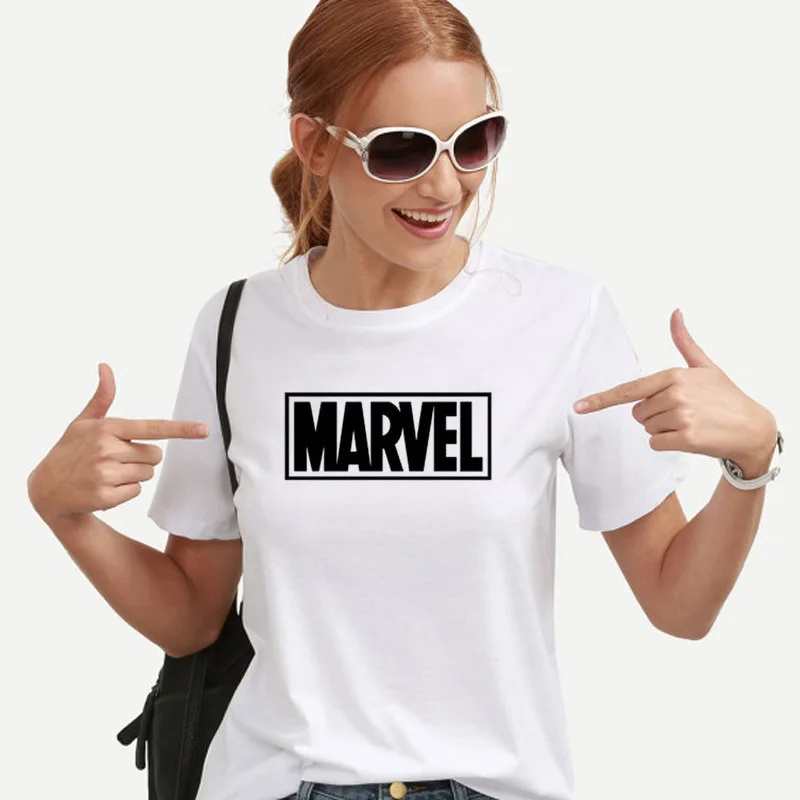 0162 Модная футболка Marvel с коротким рукавом, женская футболка с принтом черной Пантеры, футболка с круглым вырезом, комическая футболка с надпись Marvel, топы, женская белая одежда, футболка - Цвет: 0162