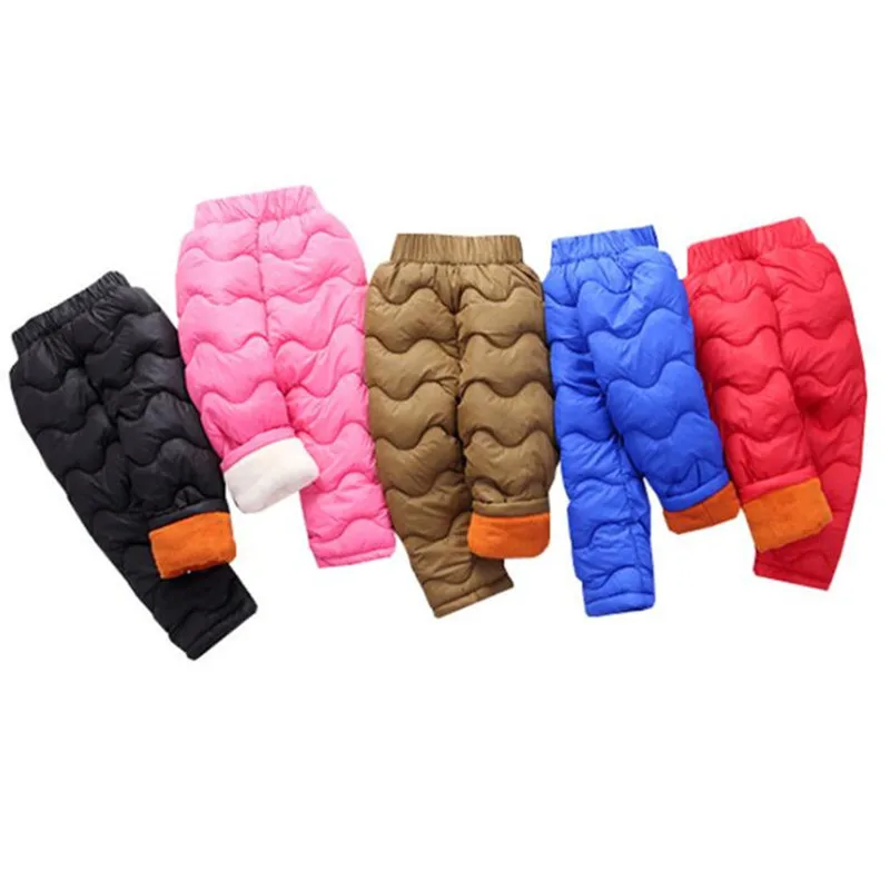 2018 Новые осенне-зимние детские леггинсы теплые штаны пуховые брюки для мальчиков