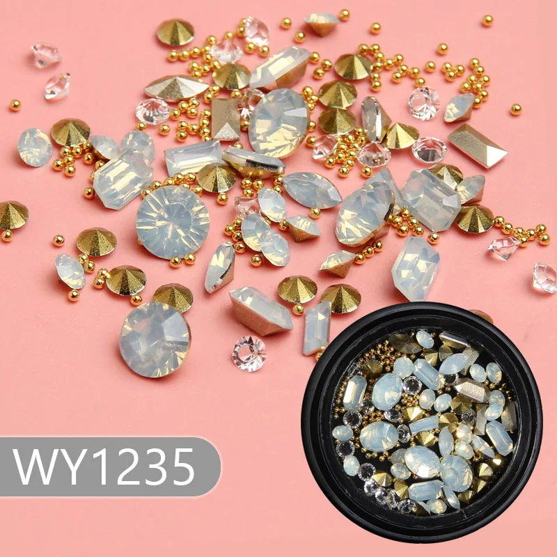 WY1235 Опаловые Стразы для ногтей, 3D Шпильки для ногтей, медные бусины, блестящее украшение для ногтей, для маникюра, WY1235-WY1238 - Цвет: WY1235