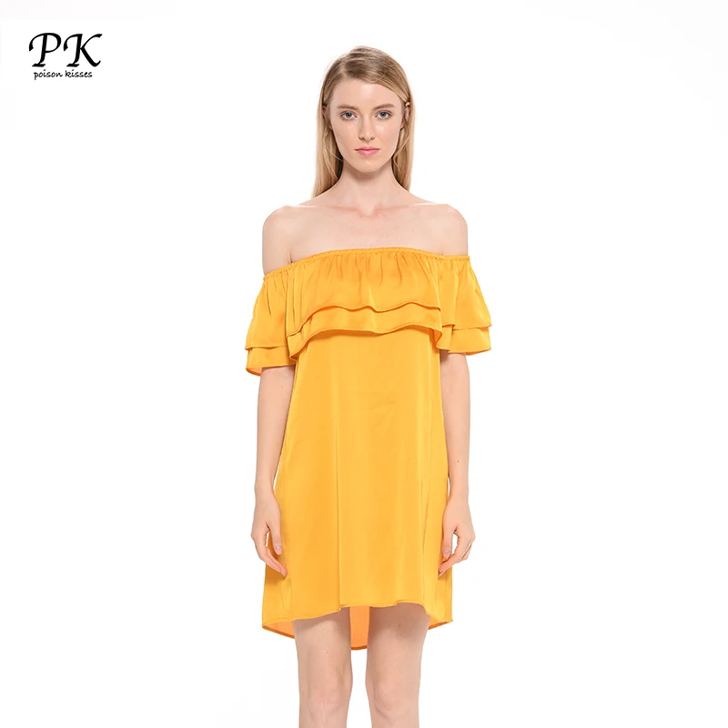 PK 2018 Новое поступление летние платья с открытыми плечами Женские однотонные