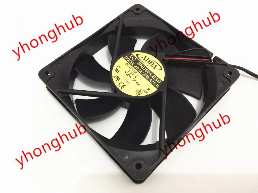 Вентилятор ADDA AD1212HB-A71GL, для охлаждения серверов, 12 В, 0,37 А, 120х120х25 мм, 2 вывода