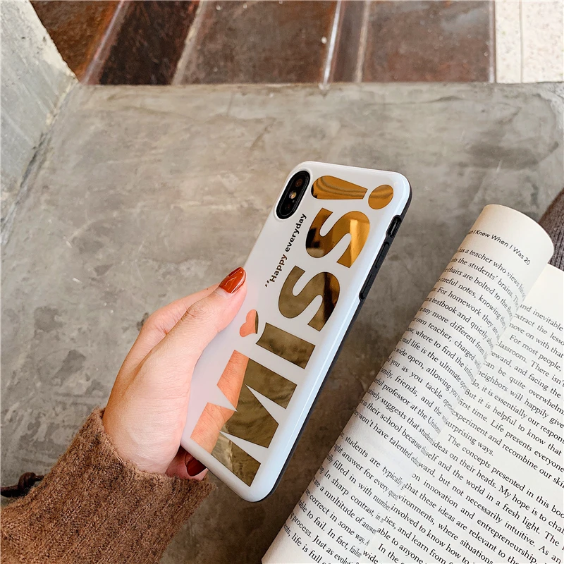white gold stamping NICE MISS soft shell phone Case For Apple iphone 6 6s 7 8 Plus X XS XR MAX |