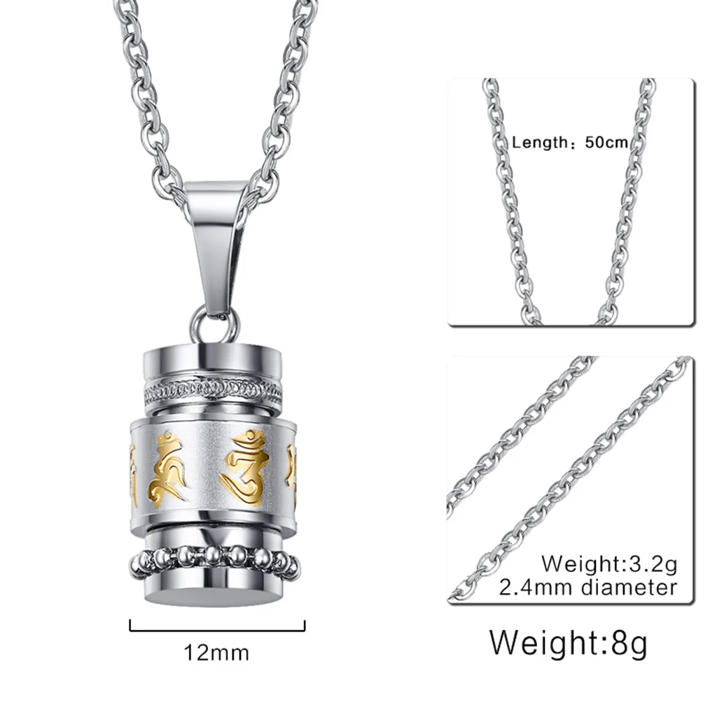 Polished Tone Steel Buddhist Mantra Prayer Bottle Keepsake Urn Memorial Necklace Jewelry Ash Pendant Cremation | Украшения и