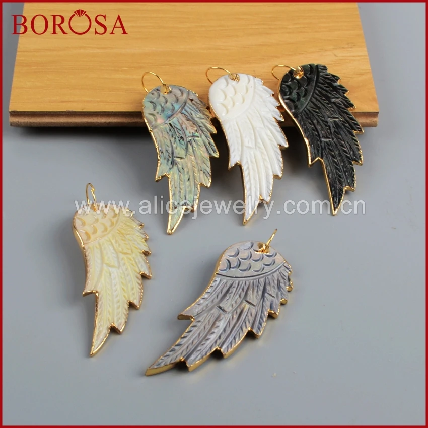 Подвеска с крыльями для ожерелья BOROSA подвеска золотого цвета радужной раковиной
