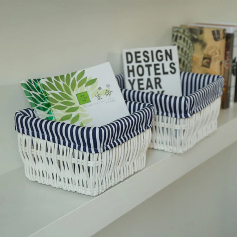 Белая и желтая декоративная корзина для хранения большие маленькие плетеные