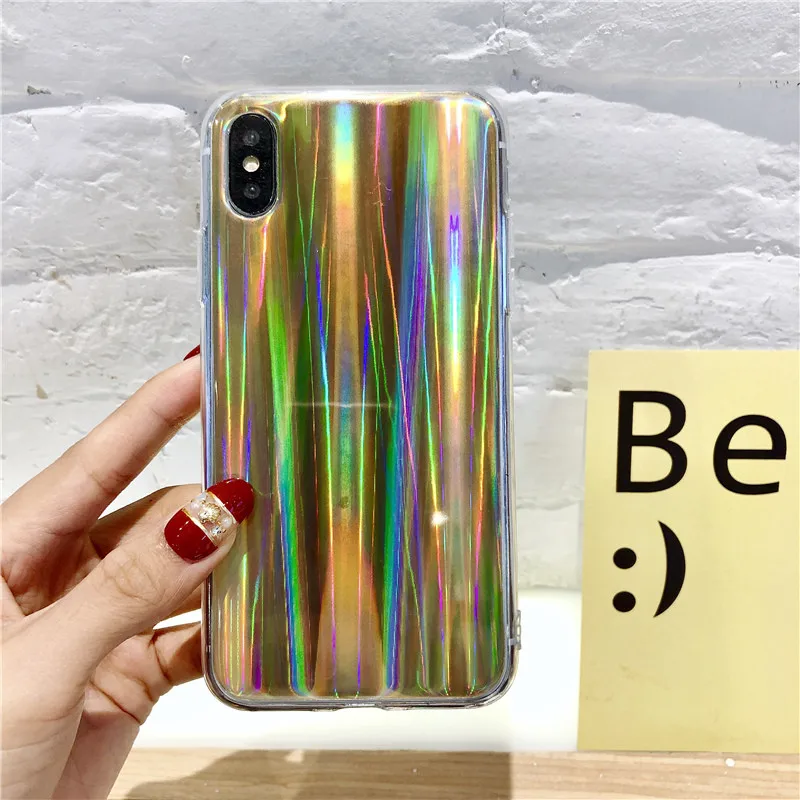 Роскошный Сияющий Блеск лазерный Blu Ray чехол для телефона iphone 6 S 7 8 Plus 5 5S X XR XS MAX