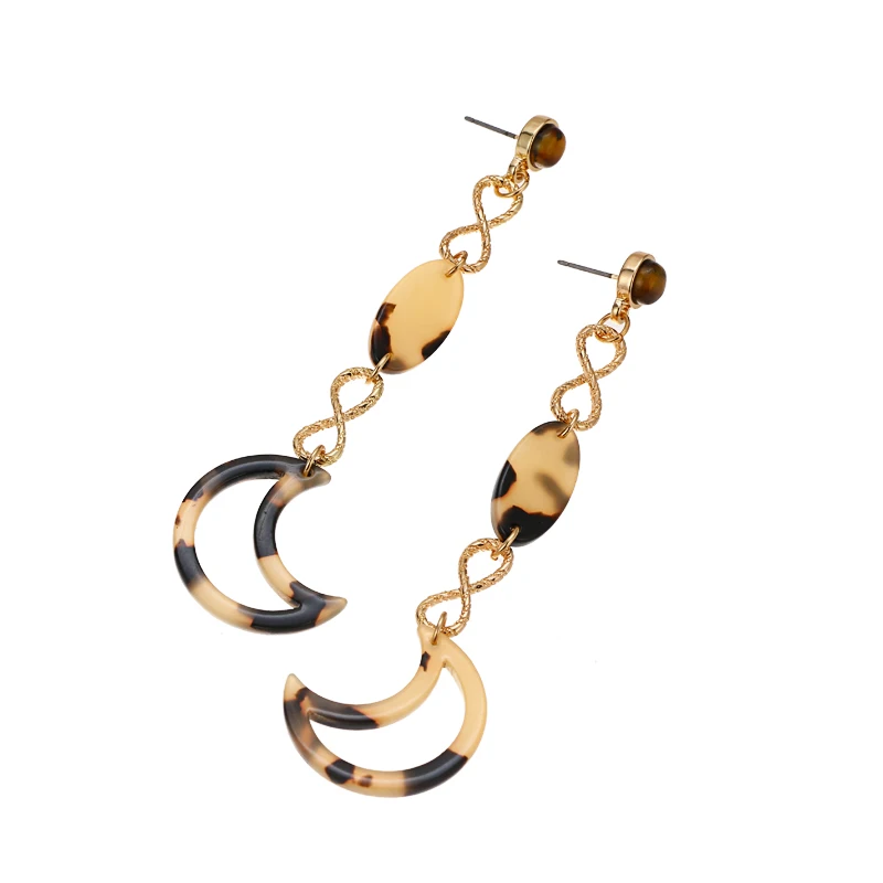 Yhpup Charms Acrylic Moon Geometric Dangle Earrings New Fashion Long Elegant Drop For Women Wedding Party Bijoux Femme | Украшения и