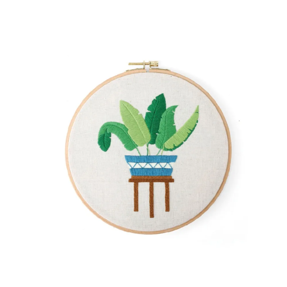 Современные DIY Вышивка завод Monstera кактус рукоделие крестиком набор хлопок вышивка живопись обруч домашний декор