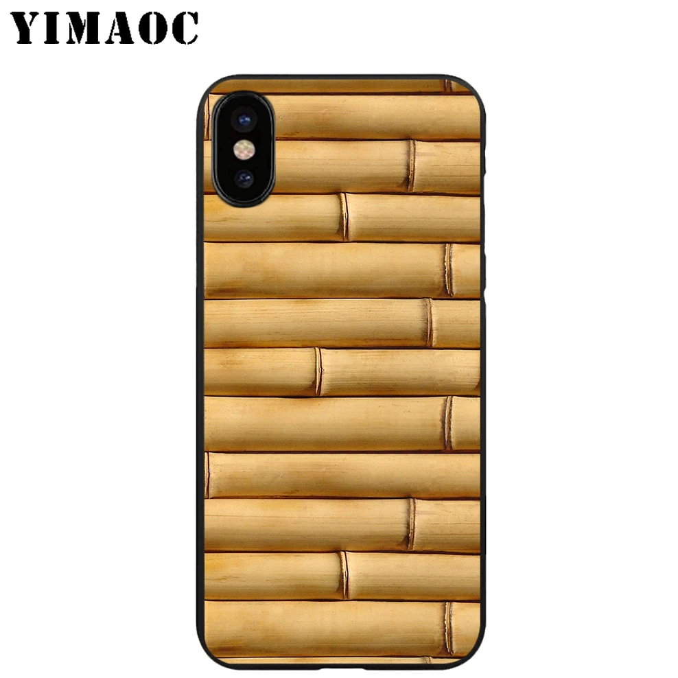 YIMAOC bamboo Art Natural Soft TPU Black Silicone Case for iPhone X or 10 8 7 6 6S Plus 5 5S SE Xr Xs Max |