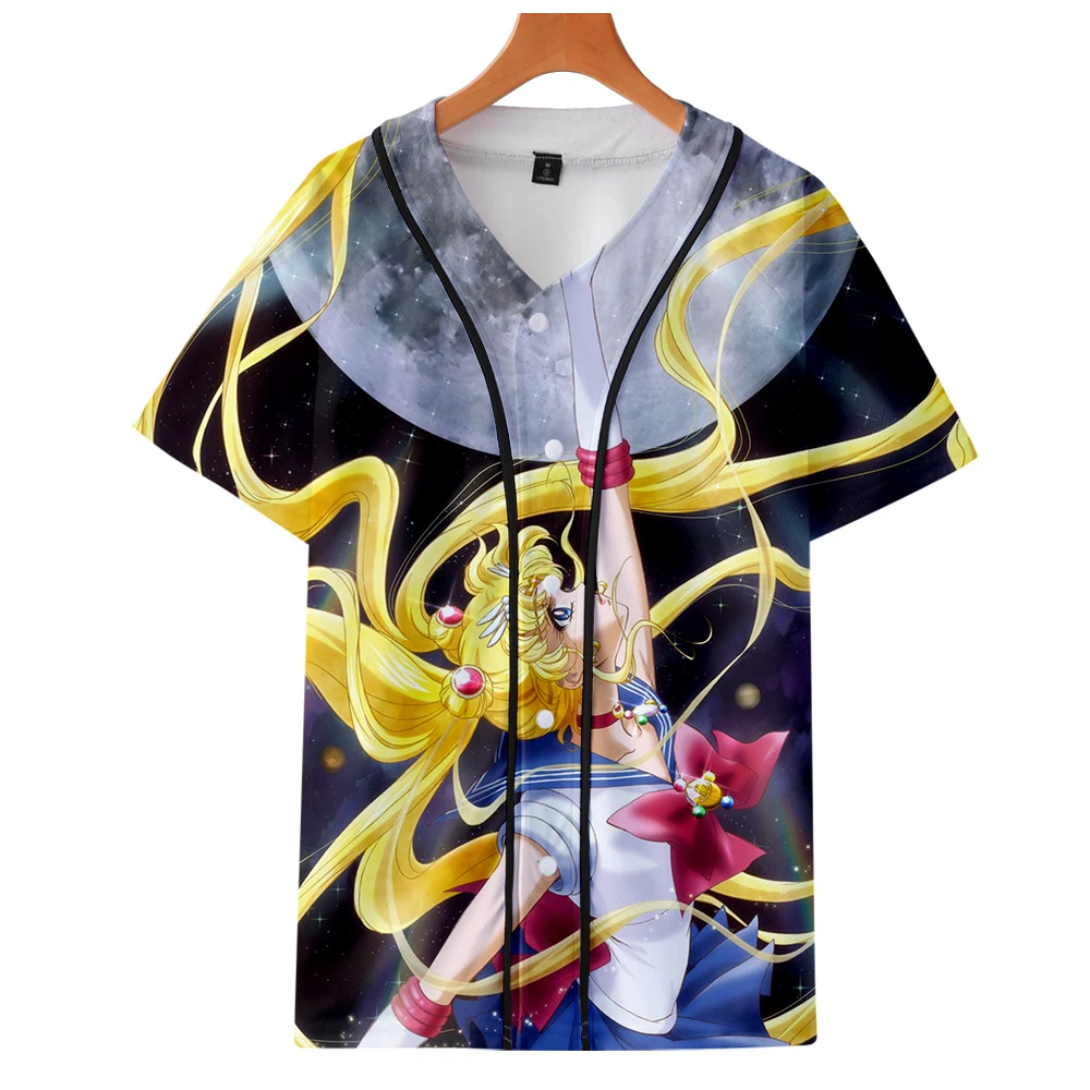 Аниме Сейлор Мун бейсбол с короткими рукавами и 3D принтом Реалистичный Черный