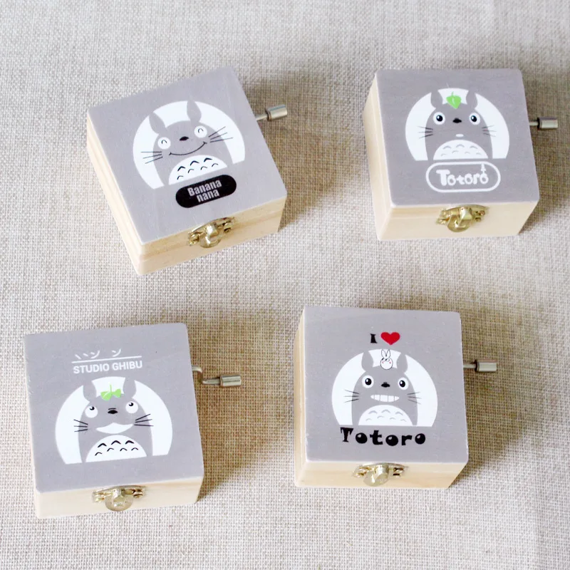 Музыкальная шкатулка с изображением животных Тоторо ручной работы деревянная