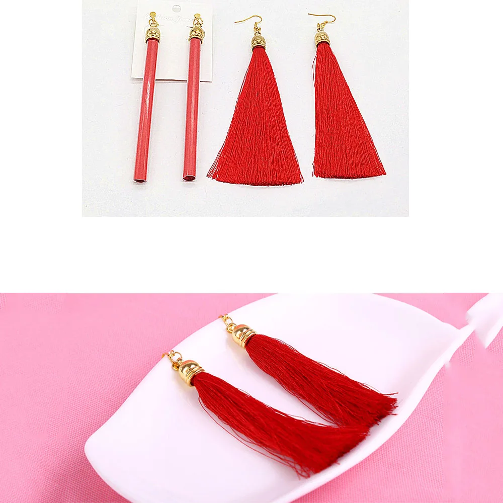Fashion Women Red Vintage Crystal Tassel Dangle Earrings Jewelry | Украшения и аксессуары