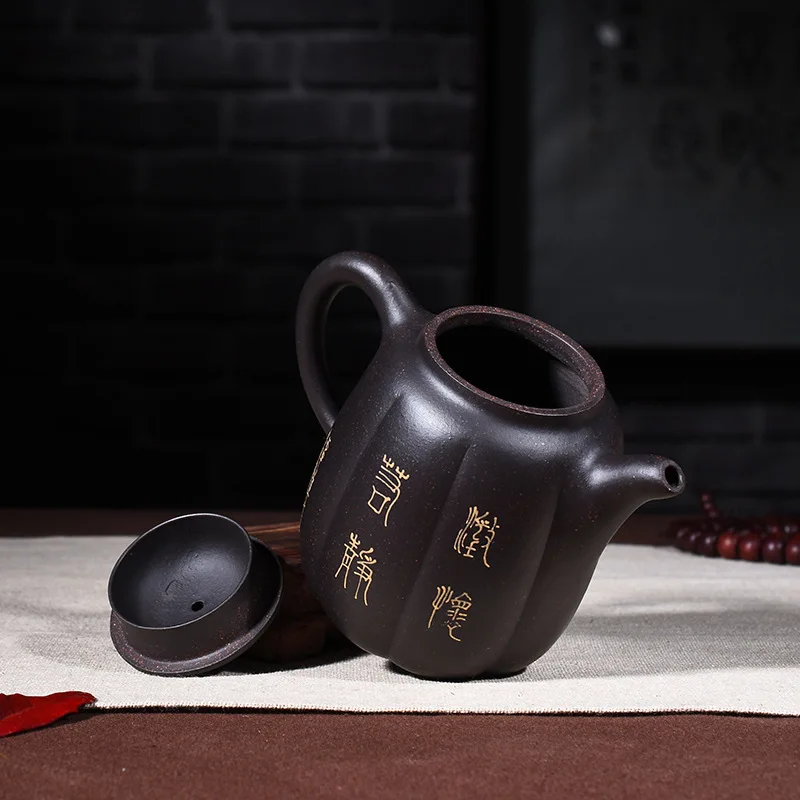 Горшок из фиолетовой глины Yixing Подлинная ручная работа сырая руда черная корица