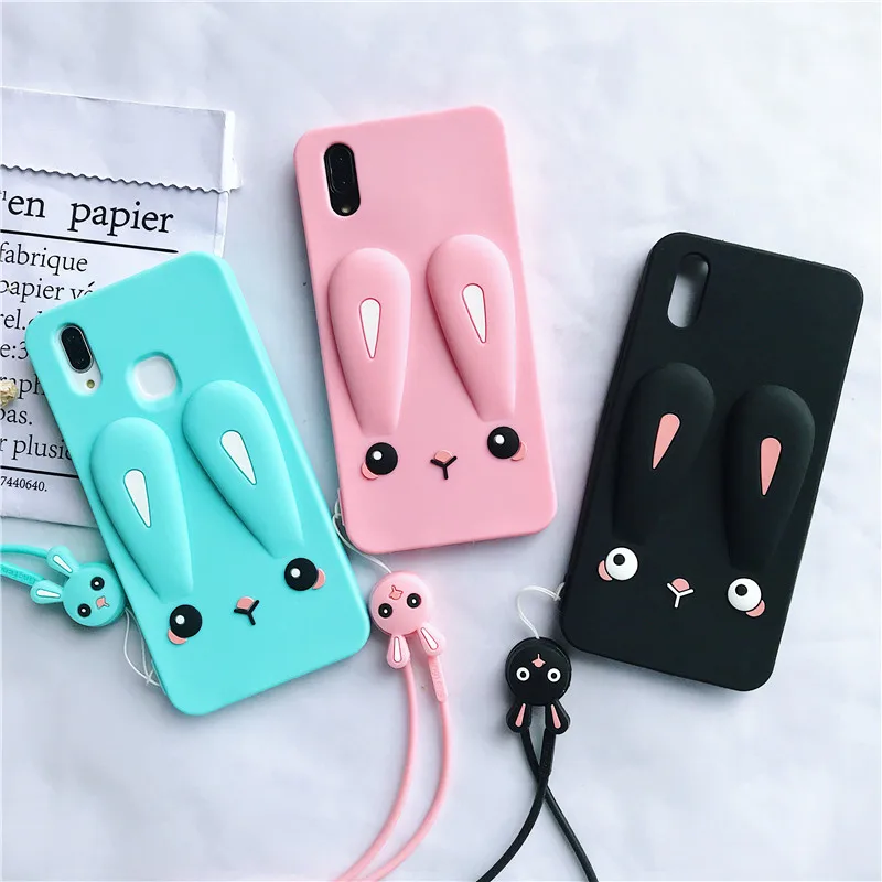 3D милый мультфильм Кролик Мягкий силиконовый чехол для iPhone X XS 6 6s 7 8 плюс