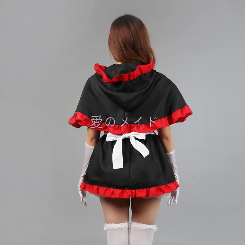 

New Halloween Costumes for women Maid Costume Hooded Cloak Cute Lolita Anime Cospaly Dress Free Shipping 5 in1 full set