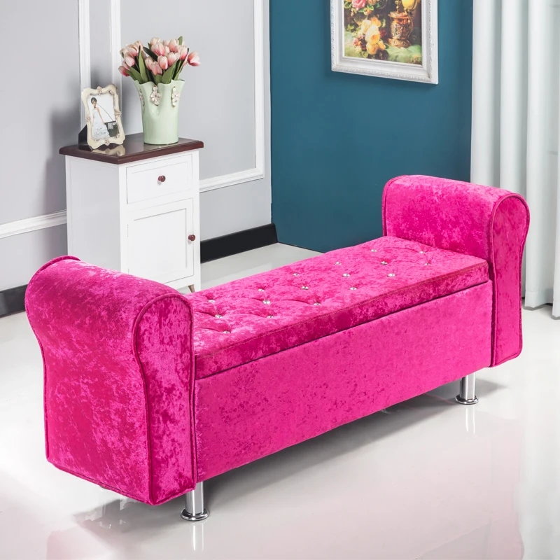 Multifunctional Storage Stool Chair Bedroom Bed End Stool Storage Bench Fabric Shoe Bench Household Sofa Bench Pouf Taburete - Color: R L120 W40 H40