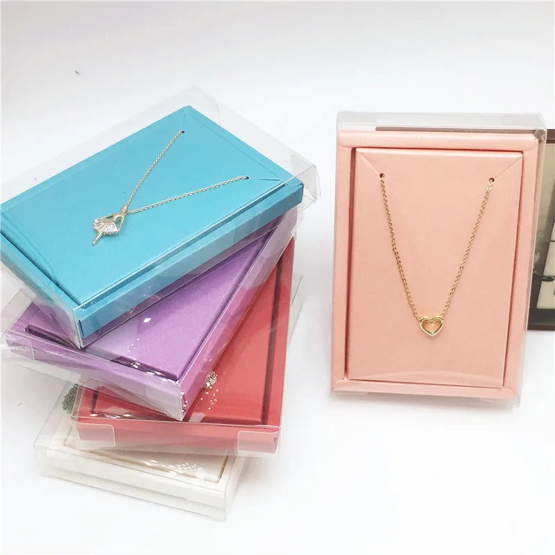 2*8*12cm Transparent Waterproof Plastic Jewelry Packing Boxes+Colorful Inner Necklace Cards Clear Pvc Pendant Displays Gift Box | Украшения
