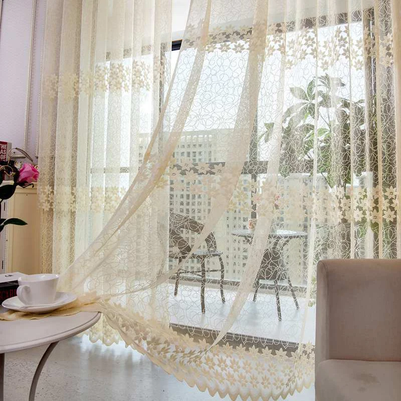 

European Jacquard Lace Sheer Window Treatments Curtains for Bedroom Tulle in Living Room Kitchen Drapes Screen