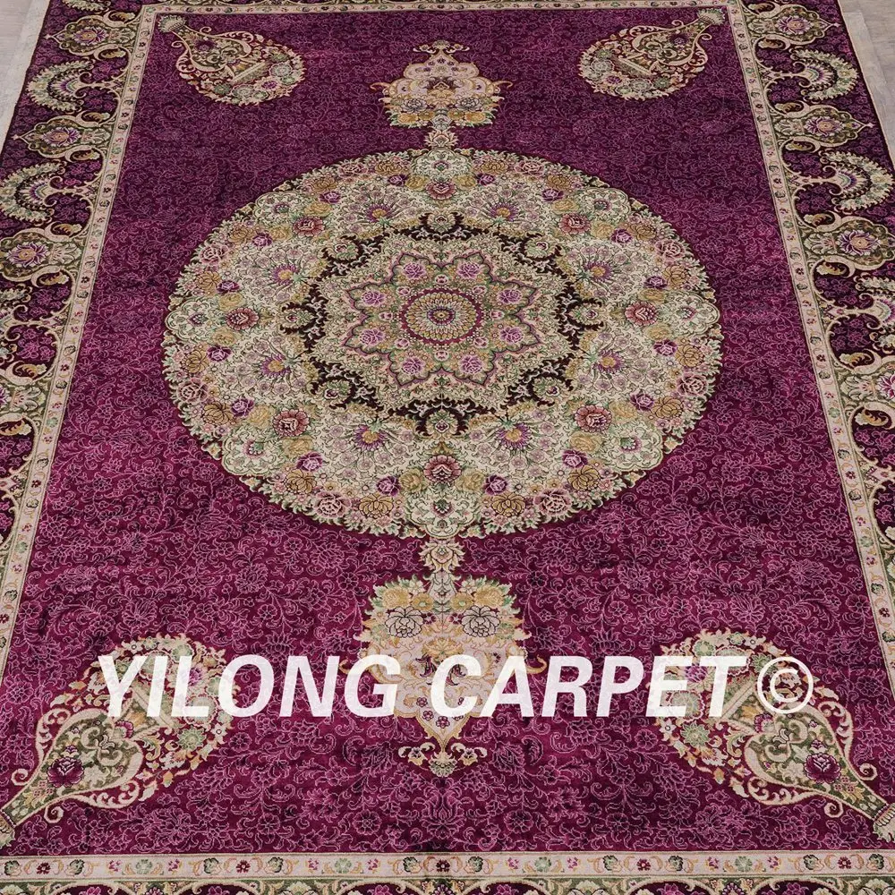 Yilong 5 'x 8' персидский шелковый ковер ручной работы элегантный медальон Qum
