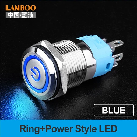 Blue Light Symbol LANBOO 16 мм led buttonswitch прямые продажи с фабрики, кнопочный переключатель производство - Цвет: Blue Light Symbol