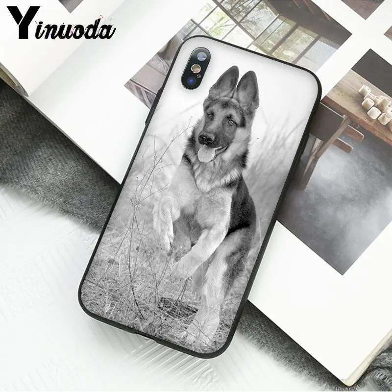 A4 Yinuoda немецкая овчарка Собака Мягкий силиконовый черный чехол для iPhone X XS MAX 6 6S 7 7plus 8 8Plus 5 5S XR - Цвет: A4