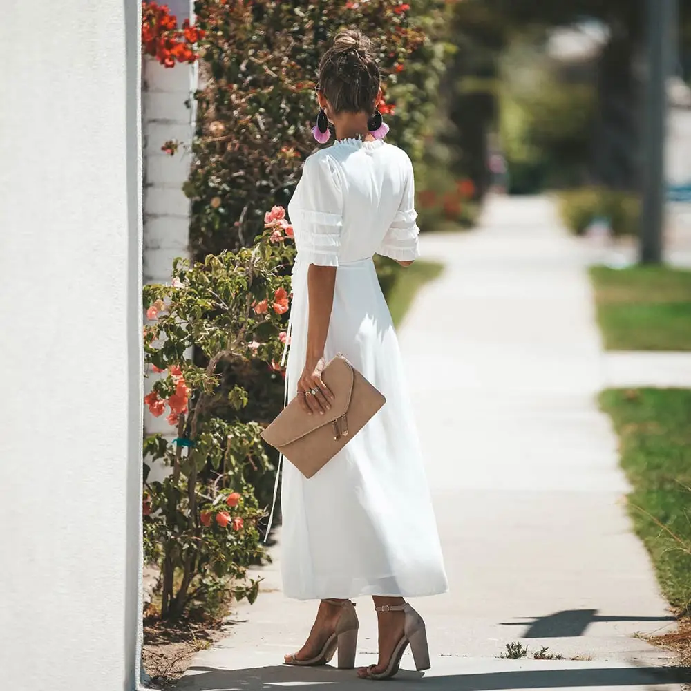 WildPinky летние женские длинное платье черный Белый Цвет Пляжное макси Для женщин