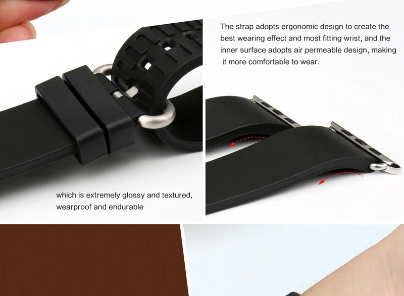 MAIKES Roes аксессуары для красных часов Apple Watch Band 44 мм 40 мм спортивный мягкий резиновый ремешок для часов для Apple Watch Band 42 мм 38 мм