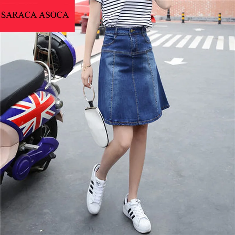 Женская джинсовая юбка с карманами длиной до колена|fashion pleated skirt|pleated skirtdenim skirt |