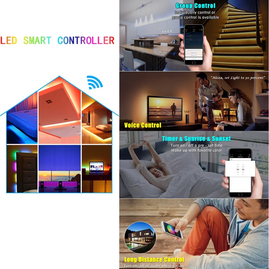 Wi-Fi RGB/RGBW DC12-28V IR RF контроллер полосы Музыки от Amazon Alexa Google домашний телефон wifi Bluetooth контроллер для S