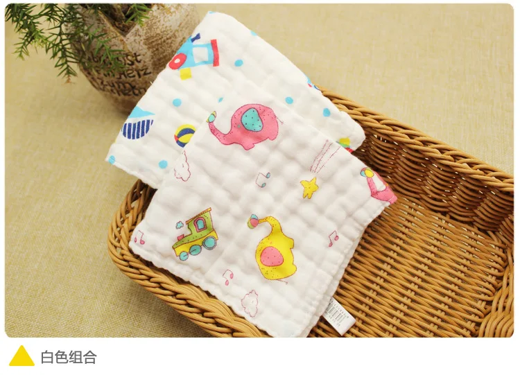 2pcs/lot Baby Face Towel 6 Layers of Gauze Washing Towel Baby Towel Cotton Printed Handkerchief 30*30CM