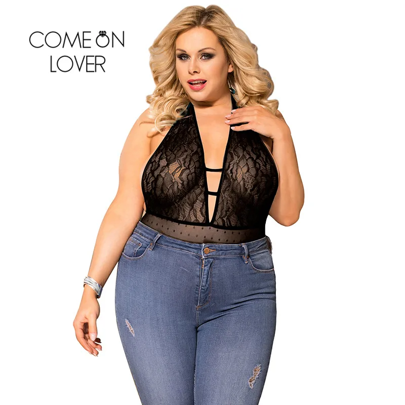 Comeonlover Lace Body Suit Lingerie Teddy Sexy Femme Erotique Backless Deep V Neck Plus Size Bodysuits For Sex RI80778 | Тематическая