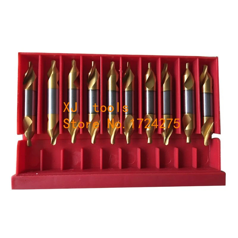 

1.0/1.5/2.0/2.5/3.0/4.0/5.0mm 10pcs/set HSS 60 degrees High quality Titanium coating Spiral Groove Center drill