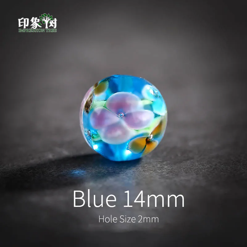 Blue 14mm 10pcs 10 шт 14 мм ручной работы лэмпворк Цветок Круглые свободные бусины разделитель стекло разноцветный из бисера ожерелье DIY для изготовления ювелирных изделий 1600 - Цвет: Blue 14mm 10pcs