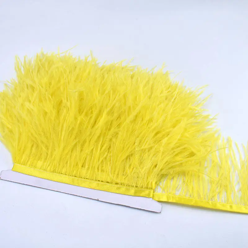 yellow 1 м/лот, отделка из кожи, перья страуса, 8-10 см, перья для рукоделия, рукоделия, шитья, сделай сам, платья, шлейфы, вечерние украшения - Цвет: yellow