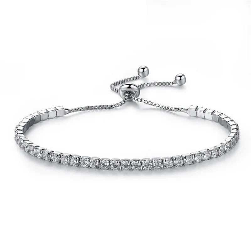 

Adjustable Crazy Feng New Fashion Tennis Bracelets For Women Shiny Crystal Silver Color Chain Bangle &amp Bracelet Jewelry Gift