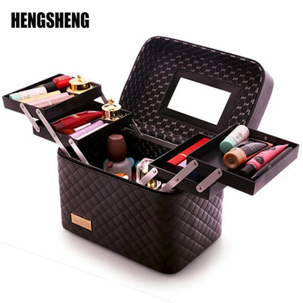 Women Makeup Bag PU Leather Cosmetic Case Organizer Storage Box Beautician Toiletry Flower Travel Bags ZF9992|Косметички| |
