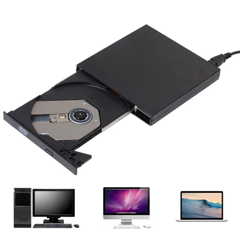 Ультра тонкий внешний USB 2 0 Слот в DVD RW CD плеер драйвер писатель для ПК JLRL88|Боксы